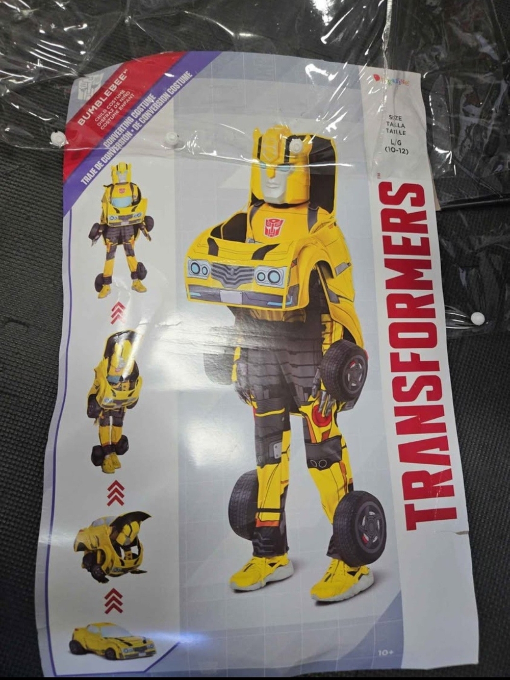✨️Transformers Bumblebee converting costume is kids size L/G (10-12)✨️